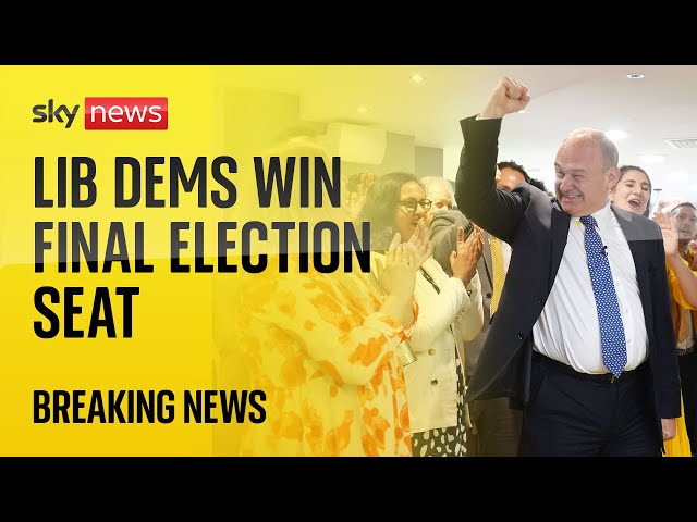 ⁣General Election 2024: Lib Dems win final election seat