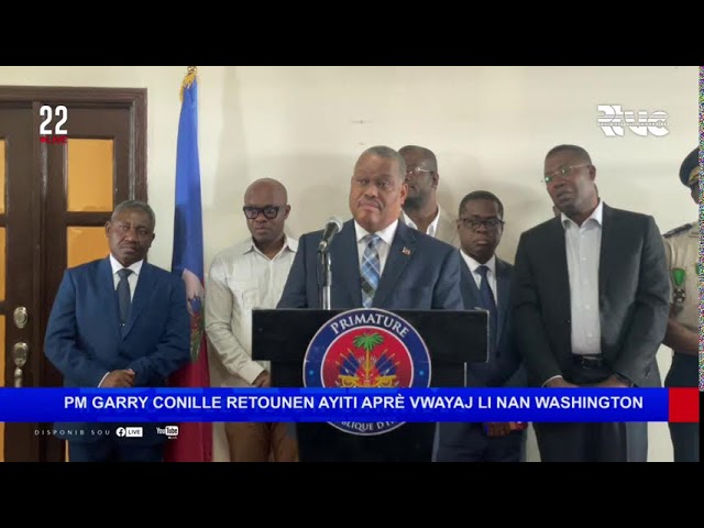 ⁣PM Garry Conille retounen Ayiti aprè vwayaj li nan Washington