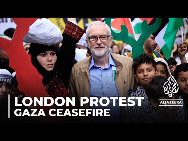 ⁣Thousands of protesters marched calling for Gaza ceasefire in London