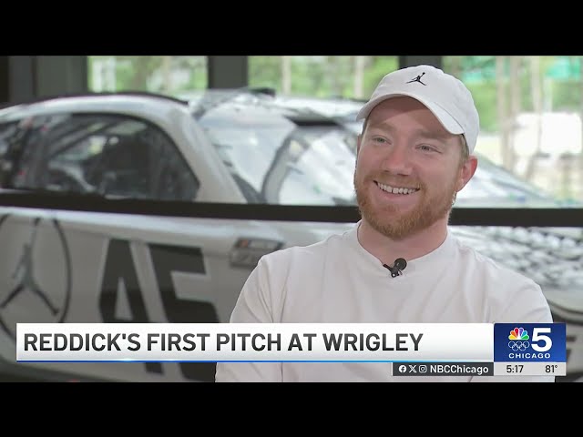 ⁣NASCAR's Reddick throws first pitch at Wrigley Field!