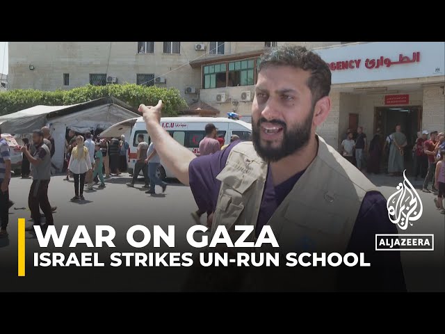 ⁣‘Absolute chaos’ at Al-Aqsa Hospital after Israel strikes UN-run school in Nuseirat