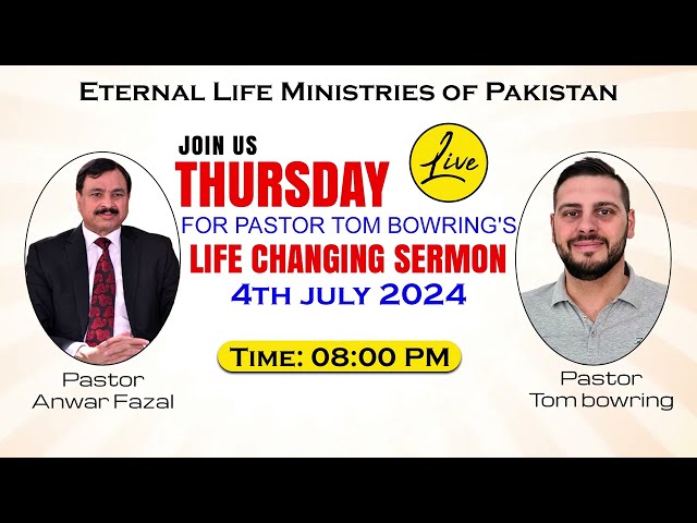 Join usThursday at 8:00 pm Pakistan time for Pastor Tom Bowring’s life-changing sermon on ISAAC TV.