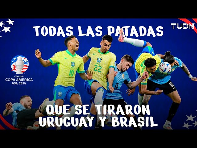 ¡CONCIERTO DE PATADAS!  Todas las faltas y AGRESIONES en el Brasil vs Uruguay de Copa América 2024