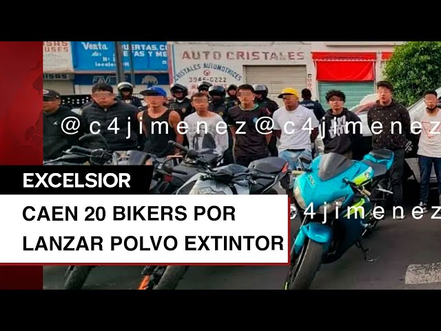 Caen 20 bikers malandros por lanzar polvo extintor a automovilistas