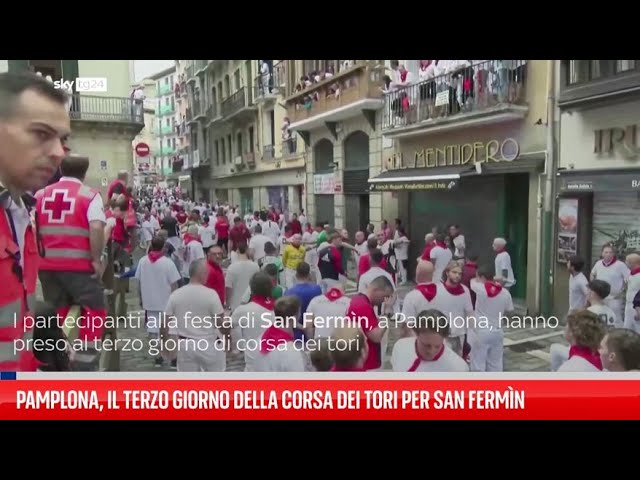 ⁣Pamplona, terzo giorno della corsa dei tori per San Fermìn