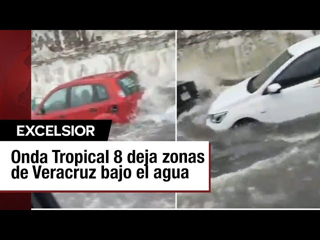 Autos flotan en Veracruz tras intensas lluvias e inundaciones