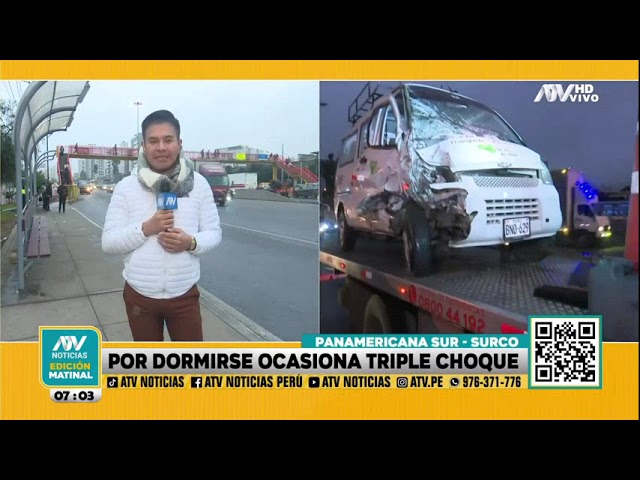 Surco: Sujeto se queda dormido al volante y provoca un triple choque en la Panamericana Sur