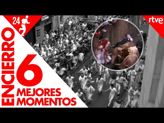 MEJORES MOMENTOS DEL SEXTO ENCIERRO de San Fermín 2024 | Toros de Jandilla