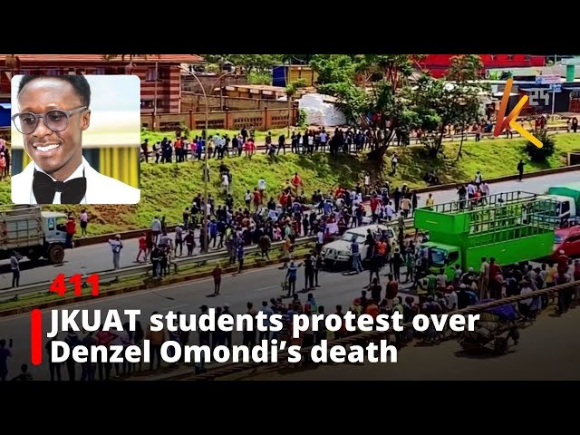 ⁣JKUAT students protest over the death of Denzel Omondi