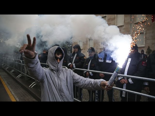 ⁣Protesters in Tirana, Albania demand resignation of Prime Minister Edi Rama