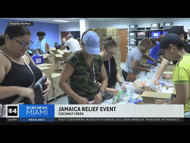 ⁣Miami volunteers pack hygiene disaster kits for Jamaicans impacted by Hurricane Beryl