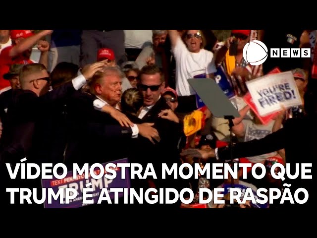 Vídeo mostra momento em que Donald Trump é atingido de raspão