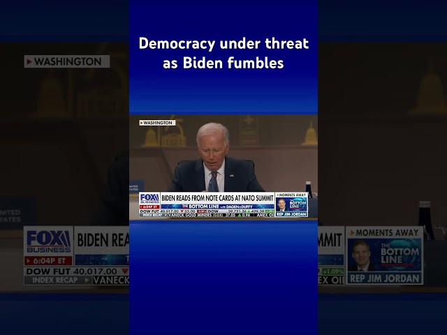 ⁣Biden reads from note cards, fumbles his words at NATO summit #shorts