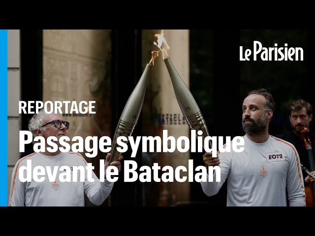 ⁣Arthur, rescapé du 13 novembre, a porté la flamme olympique devant le Bataclan