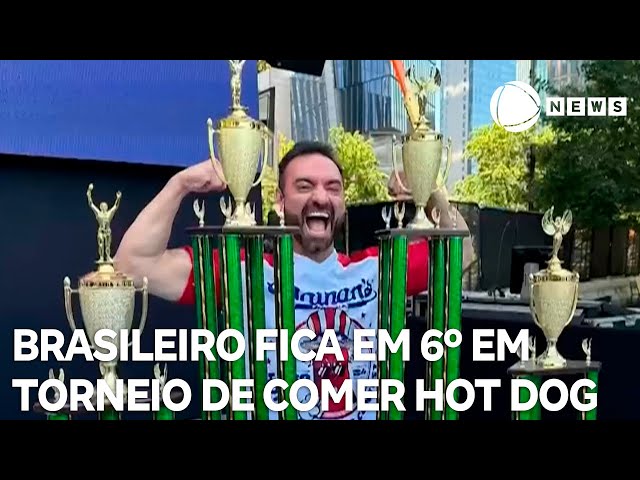 ⁣Brasileiro fica em 6º em torneio de comer cachorro-quente