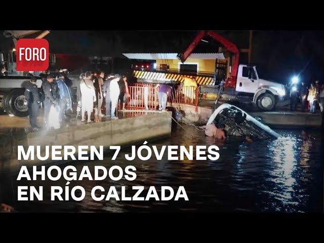 ⁣Camioneta cae al río Calzada en Coatzacoalcos, Veracruz y mueren 7 jóvenes ahogados - Las Noticias