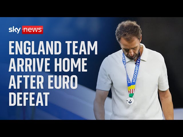 ⁣Watch live: England team arrive home from Germany after losing to Spain in Euro 2024 final