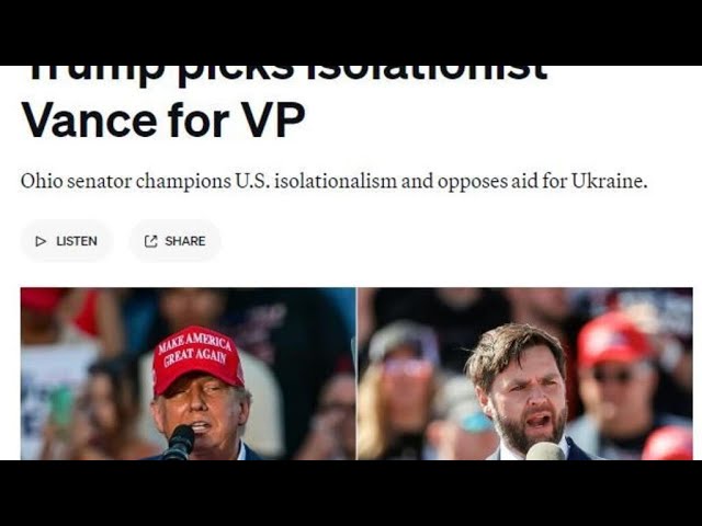 ⁣J.D. Vance colistier de D. Trump: "Une mauvaise nouvelle pour l'Union européenne" • F