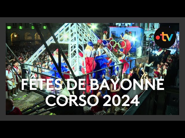 Fêtes de Bayonne 2024 : un corso festif lors d'un défilé sur le thème des Jeux Olympiques