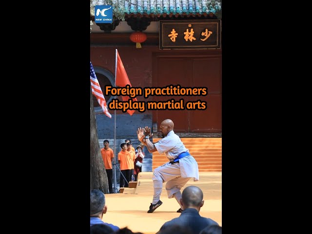 ⁣Foreign practitioners display Kung Fu at China's Shaolin Temple