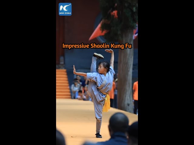 ⁣Impressive Kung Fu showcased at Shaolin Temple in China's Henan