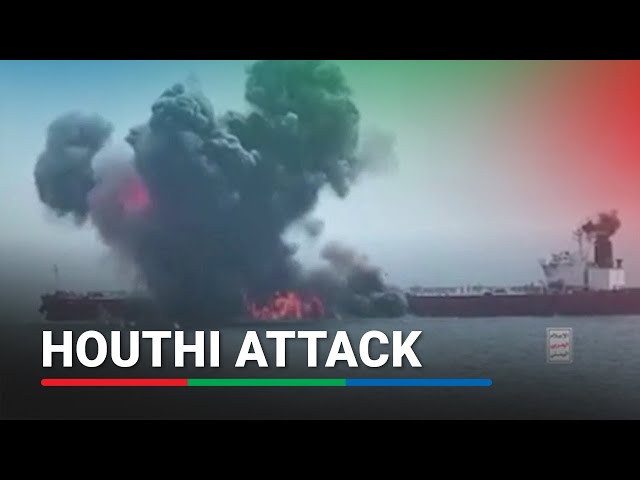 ⁣Yemen’s Houthis release video said to show attack on tanker ship in Red Sea | ABS CBN News
