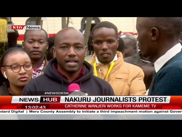 ⁣Nakuru journalists hold protests after their colleague was shot three times while coving protests