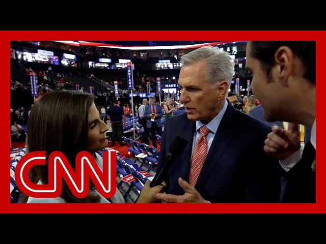 ⁣Matt Gaetz crashes Kevin McCarthy's interview at RNC