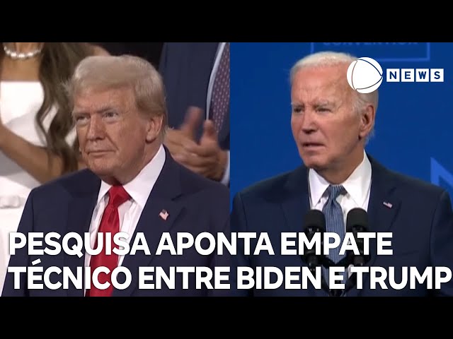 Pesquisa eleitoral aponta empate técnico entre Biden e Trump