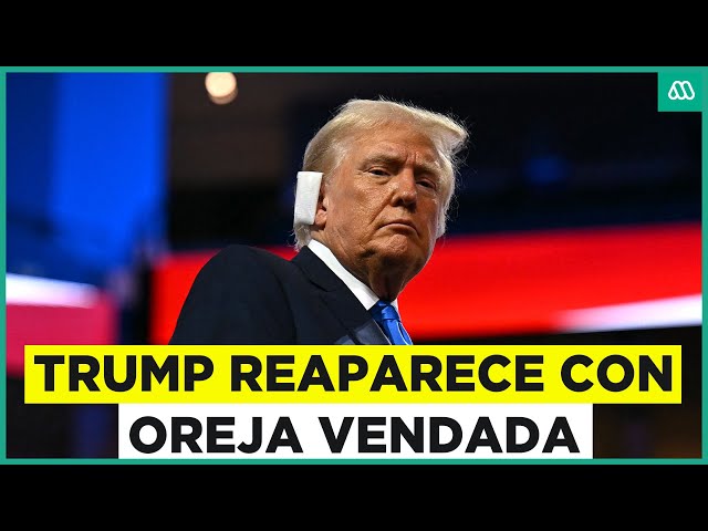 Trump reaparece en público con oreja vendada tras atentado en su contra