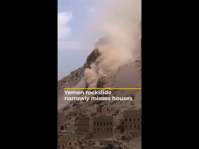 Yemen rockslide narrowly misses houses | #AJshorts