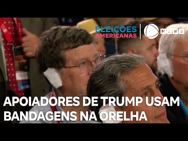 Apoiadores de Donald Trump usam bandagens falsas nas orelhas