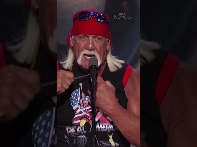 ⁣Hulk Hogan ripped off his shirt while giving a speech endorsing Donald Trump at the RNC