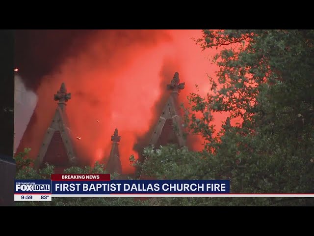 ⁣Downtown Dallas fire: Flames destroy part of First Baptist Dallas historic sanctuary