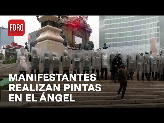 ⁣Manifestantes pro Palestina realizan pintas en el Ángel de la Independencia - Las Noticias