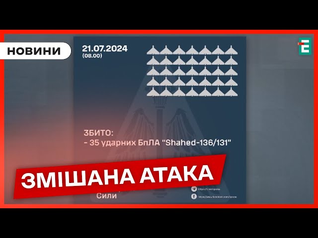 ⁣ЗБИЛИ РОСІЙСЬКІ БЛЯШАНКИ: 35 "шахедів" знищили наші захисники неба цієї ночі