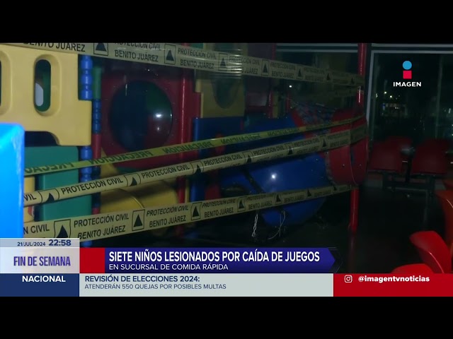 ⁣Caída de juego en restaurante de hamburguesas deja siete niños lesionados en CDMX | Imagen Noticias