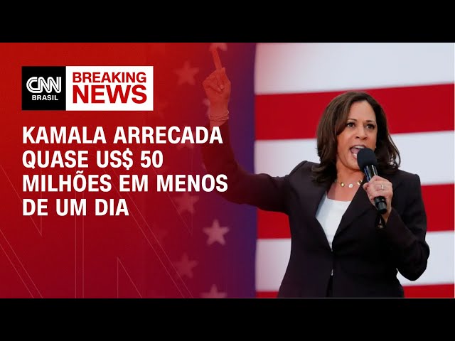 Kamala arrecada quase US$ 50 milhões em menos de um dia | CNN NOVO DIA