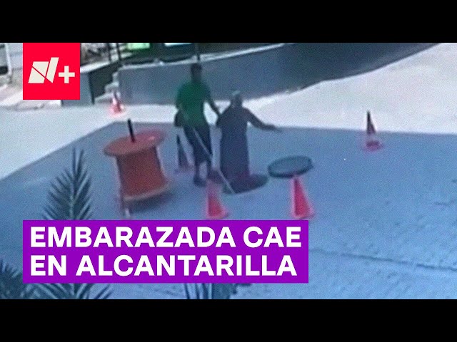 Embarazada con discapacidad visual cae en alcantarilla - N+