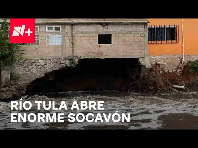 Se forma socavón en viviendas por crecida del Río Tula en Tula, Hidalgo - En Punto