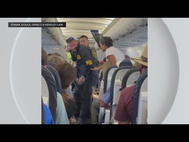 ⁣New video shows the moment former Broncos star Terrell Davis was handcuffed aboard flight