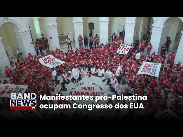 Protesto pró-palestina ocupa Congresso dos Estados Unidos | BandNews TV