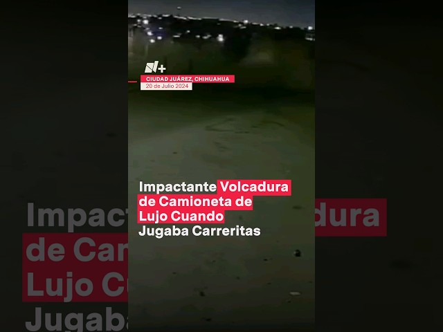 Impactante volcadura de camioneta de lujo cuando jugaba carreras - N+ #Shorts