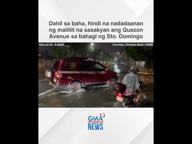 ⁣Hindi na nadadaanan ng maliliit na sasakyan ang bahagi ng Quezon Ave