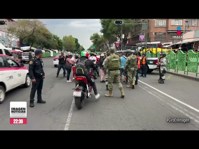 ⁣Soldados, guardias nacionales y policías hacen operativo enfocado en motociclistas en CDMX