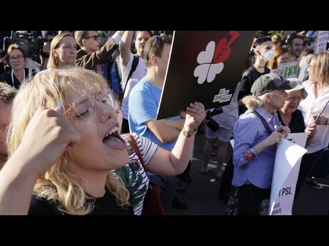 ⁣Women's rights groups protest against abortion law in Poland