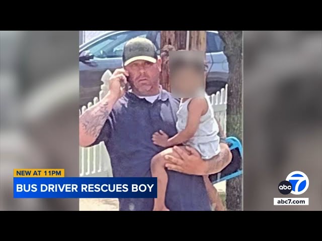 ⁣Hero bus driver saves toddler who wandered into busy street