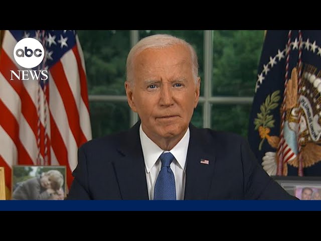 ⁣Biden addresses nation for first time since dropping out of 2024 election