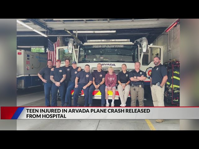 ⁣13-year-old who survived deadly Arvada plane crash visits first responders
