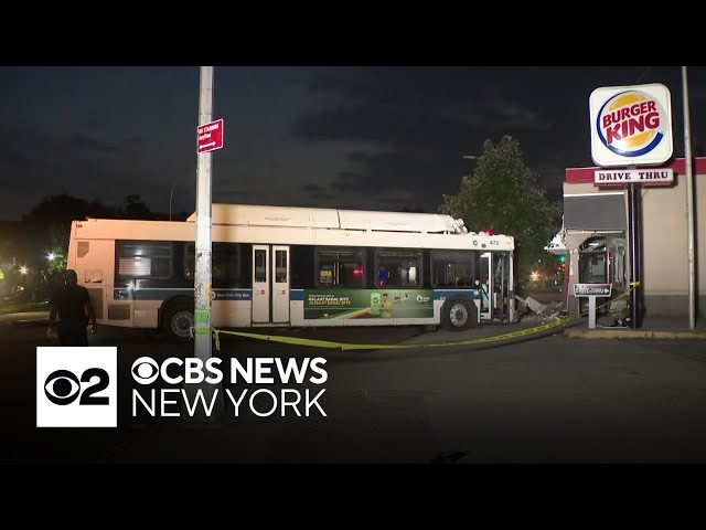 ⁣MTA bus slams into Burger King in Brooklyn